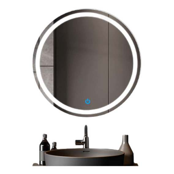 Espejo Circular De Lujo 70cm One Touch Con Luz Led + Dimmer