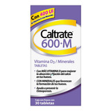 Suplemento Caltrate De Calcio 600+m Frasco Con 30 Tabletas Sabor Sin Sabor