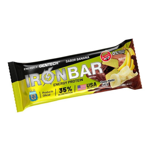Suplemento en barra Gentech  Iron Bar proteína sabor banana en unidad