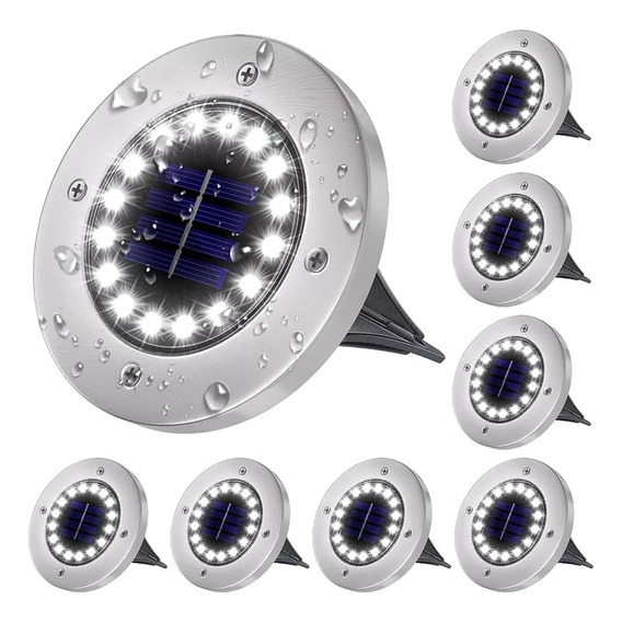 Lampara Solar Luz Led Exterior De Jardin 16/20leds, 8uds