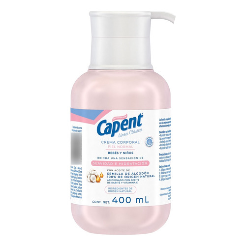 Capent, Crema Corporal Bebés Y Niños, Piel Normal, 400 Ml