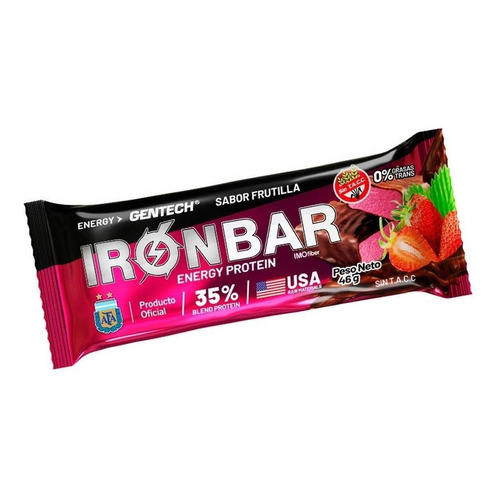 Suplemento en barra Gentech  Iron Bar proteína sabor frutilla en unidad