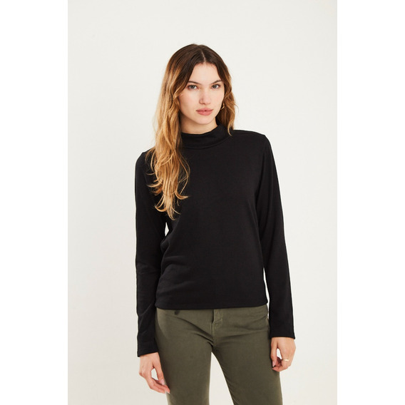 Sweater Polera Fit De Lanilla - Negro - Koxis Mujer
