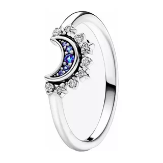 Anillo Pandora Luna Celestial Azul