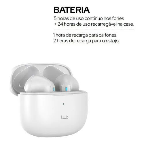 Fone de Ouvido in-ear Sem fio Bluetooth WB Noma PRO Branco cancelamento de  ruído ENC