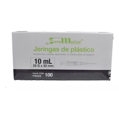 Jeringa Sensimedical, 10 Ml Con Aguja 22x32mm Negro C/100