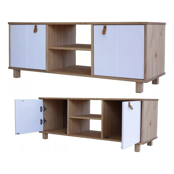 Rack Aparador Madera Maciza Modular 2 Puertas Living 