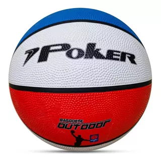 Bola De Basquete Poker Outdoor 7 Branco E Azul - Resistente