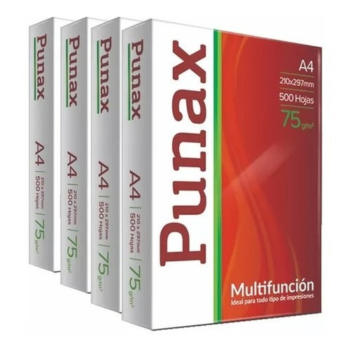 Resma Punax A4 multifunción de 500 hojas de 75g blanco de 5 unidades por pack