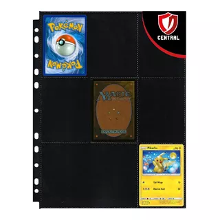 50 Folhas Plástica Pokémon Magic Fichário Cards 11 Furos