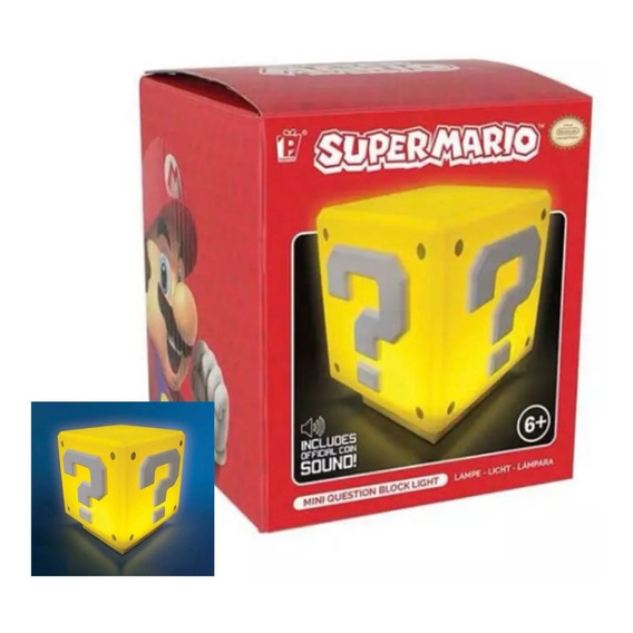Lámpara Recargable Super Mario Bros Bloque Y Sonidos Retro