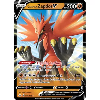 Galarian Zapdos V 080/198 Chilling Reign Sword & Shield