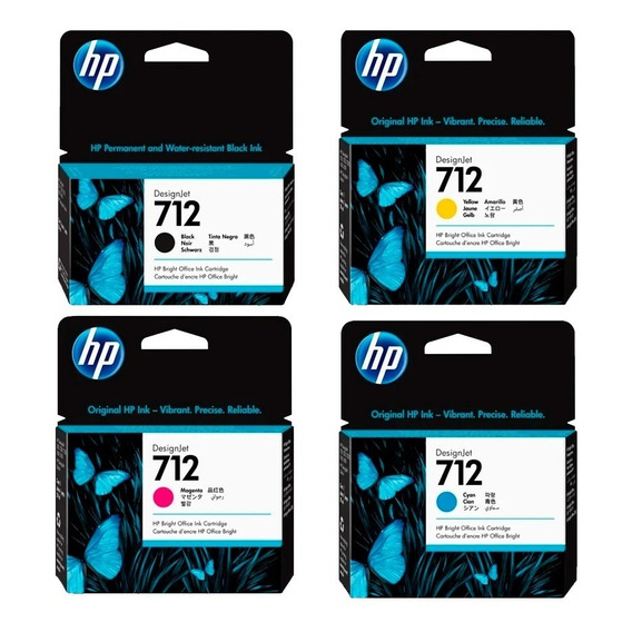 Combo Cartucho Hp 712 Cmyk 38ml, 29ml  Para T250/650/210/230