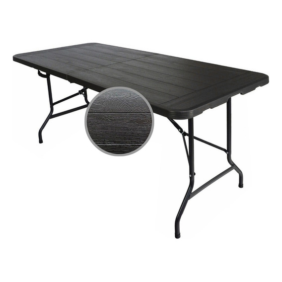 Mesa Plegable Plástico Tipo Portafolio 180cm Portátil Cafe Color Negro textura 1