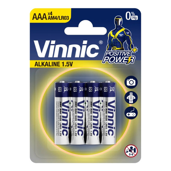 Pilas Aaa Alcalinas Vinnic Pack X 12 Unidades Bp4