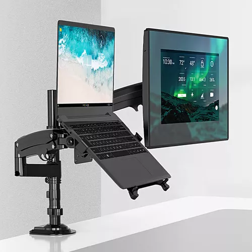 VIVO Soporte de escritorio para monitor doble, soporte de acero totalmente  ajustable, soporta 2 pantallas de computadora de hasta 30 pulgadas y máximo