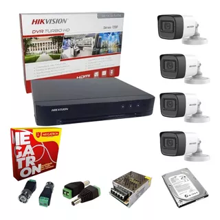 Kit 4 Câmeras Hikvision Com Audio Completo Hd Full 2 Mega