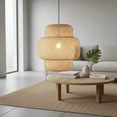 Lampara Colgante Baco Diseño Bambu Apto Led Deco Lk Bambú