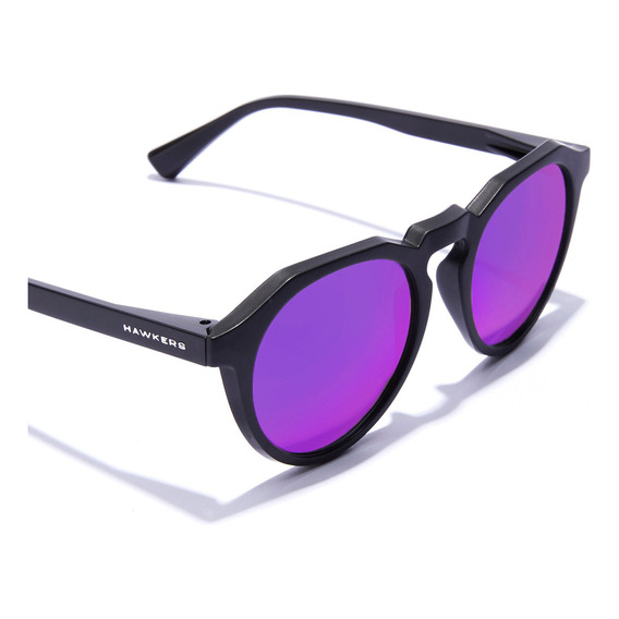Gafas De Sol Polarizadas Hawkers Warwick Raw Hombre Y Mujer Lente Violeta Varilla Negro Armazón Negro Diseño Mirror