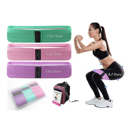 Bandas De Resistencia Set 3 Niveles Hip Bands, Yoga, Pilates