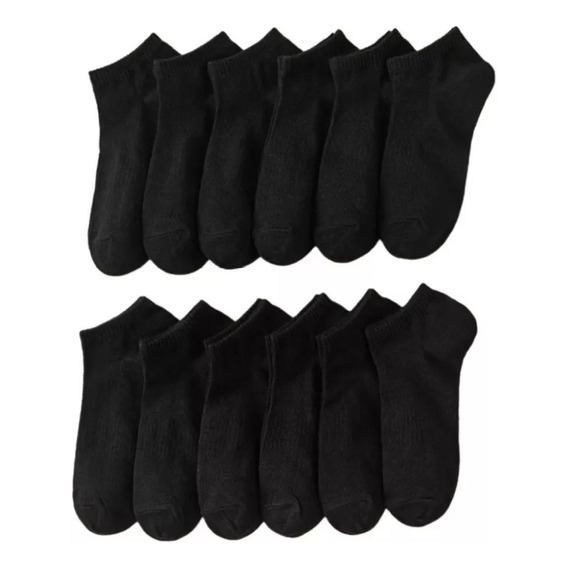 Pack 12 Calcetines Tobilleras Bambú Sólo Negro