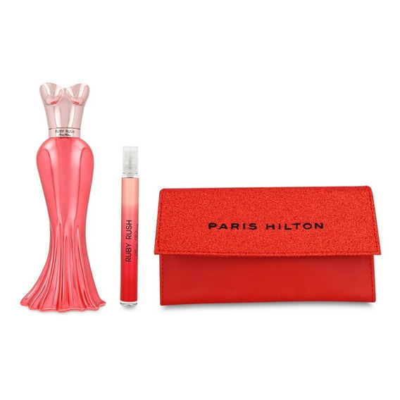 Set Paris Hilton Ruby Rush 3pzs 100ml Edp/10ml Edp/cartera