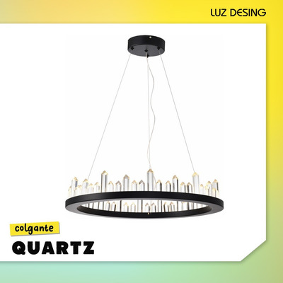 Colgante Quartz Led 45w Negro Diseño Moderno Pal