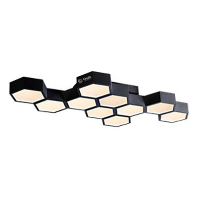 Plafon Led Panal 10 Luces High 54w Negro Deco Moderno  