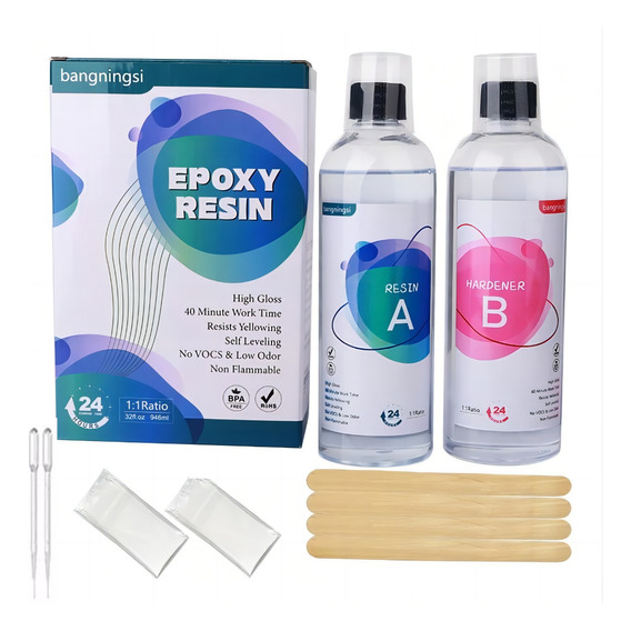 Kit De Resina Epoxy Para Artesanías Y Bricolaje 32onzas 1:1