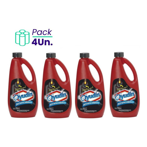 Pack X 4 Destapa Cañerías Ayudín 1 Lt Limpieza Profunda