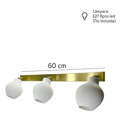 Aplique 3 Luces Tulip 3d Dorado Deco Moderno Apto Led Lmp