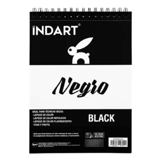 Sketch Book Indart Black Block Con 40 Hojas Negras A4