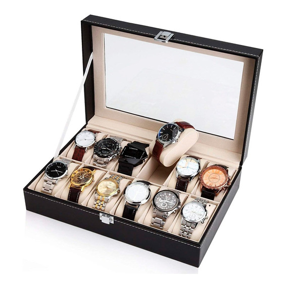 Estuche Organizador Gadnic 12 Relojes Con Bisagra De Metal