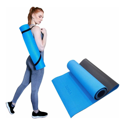 Tapete Ejercicio Yoga Mat 6 Mm Portatil Tayga 190 Cm X 61 Cm Color Azul