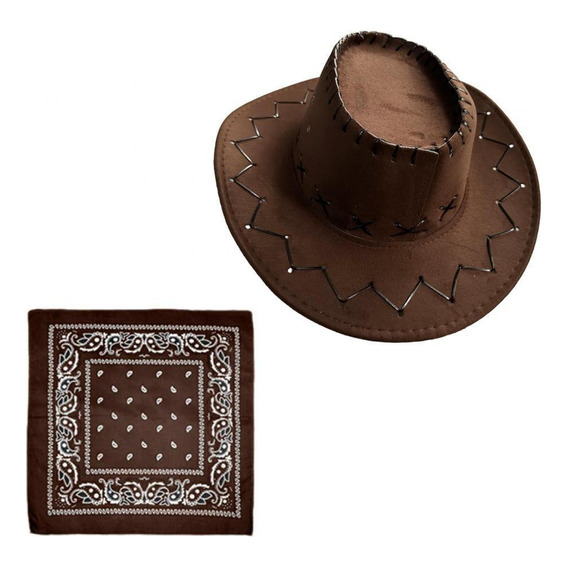 Sombreros Gamuza Para Adultos + Pañoleta Vaquero Disfraz