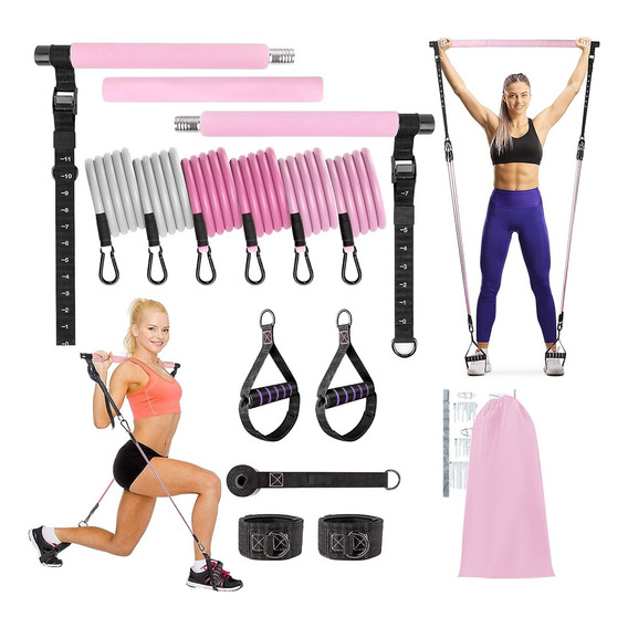 Kit De Banda De Resistencia De 150 Lb Con Barra De Pilates