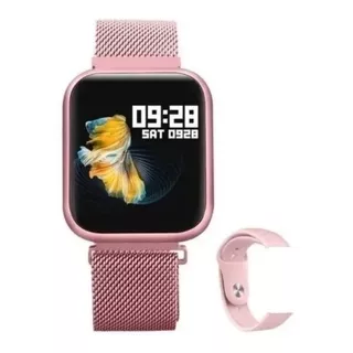 Smartwatch P80 Tfit Tela Toda Touch E Com 2 Pulseiras Cor Da Caixa Preto Cor Da Pulseira Rosa