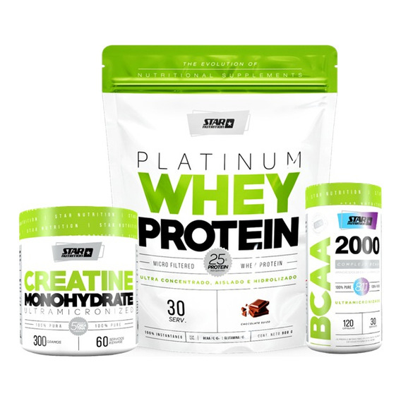 Combo Crecimiento Muscular (whey Protein+creatina+bcaa 2000) Sabor Chocolate