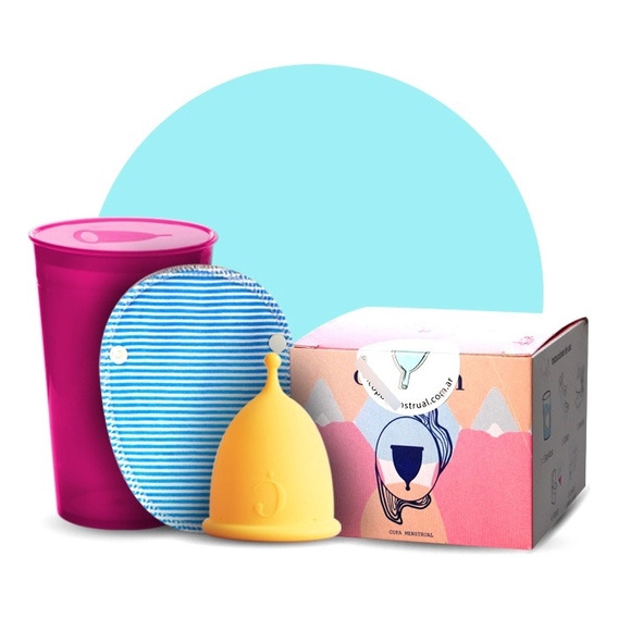 Copa Menstrual Cocoon Talle 1 + Vaso Est + Protector De Tela Color Celeste