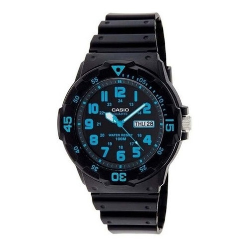 Reloj Casio Mrw200 Caucho Azul - Fechador - Original Color de la correa Negro Color del bisel Negro Color del fondo Negro