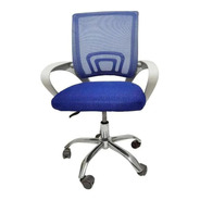 Cadeira De Escritório Pctop Office Fit 1001 9050  Branca E Azul Com Estofado De Tecido Y Mesh