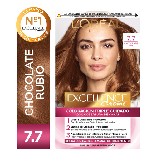 Kit De Coloración Excellence Creme L'oréal Paris Tono 7.7 Chocolate Rubio