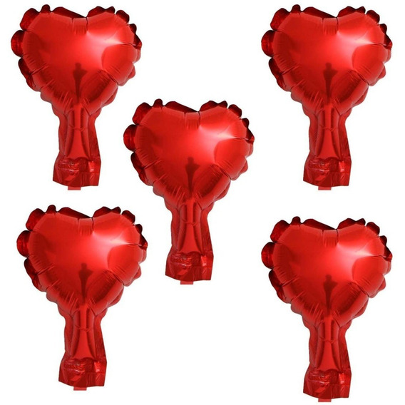 Combo Globo Corazon Rojo Chico X 5 Unidades San Valentin