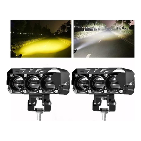 2 Pzs Faros Auxiliares Doble Color Led 70w Para Auto Moto