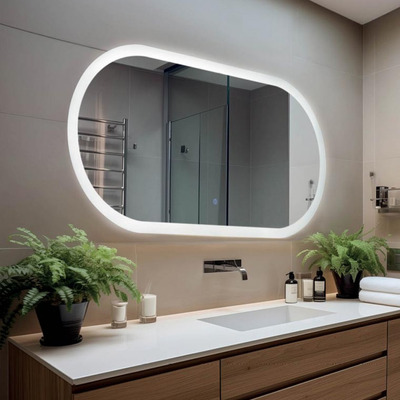 Aplique Espejo Luz Led Tactil Ovalado Horizontal Baño N10