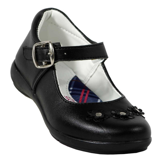 Zapato Escolar Niña Piel  Negro Comodo Arco Antiderrapante