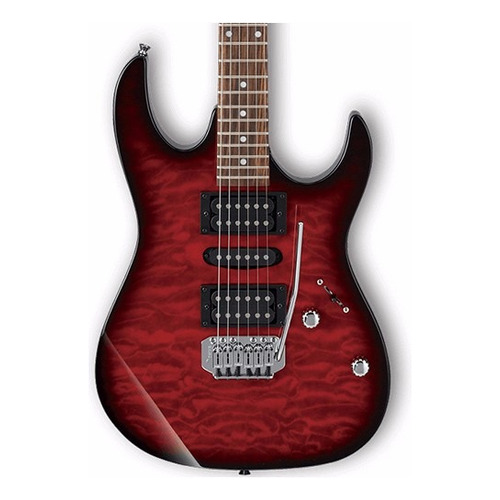 Ibanez Guitarra Electrica Grx70qa-trb Color Transparent red burst Material del diapasón Amaranto Orientación de la mano Diestro