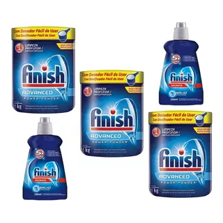 Combo 3 Detergentes Em Pó 1kg E 2 Secante Finish Lava-louças