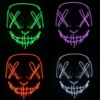 Mascara C/ Led Neon The Purge Carnaval Halloween Rave Full Cor Amarelo