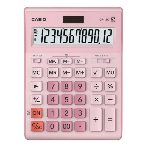 Calculadora Escritorio Mini Casio Gr-12c Color Rosa